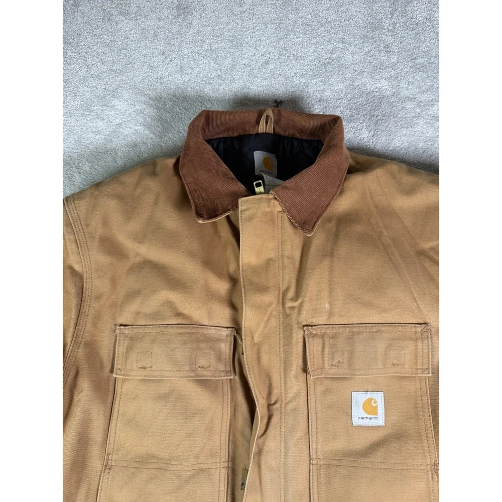 VTG Carhartt C03 BRN Arctic Jacket Mens 48 Reg Canvas Chore Barn DISTRESSED Work